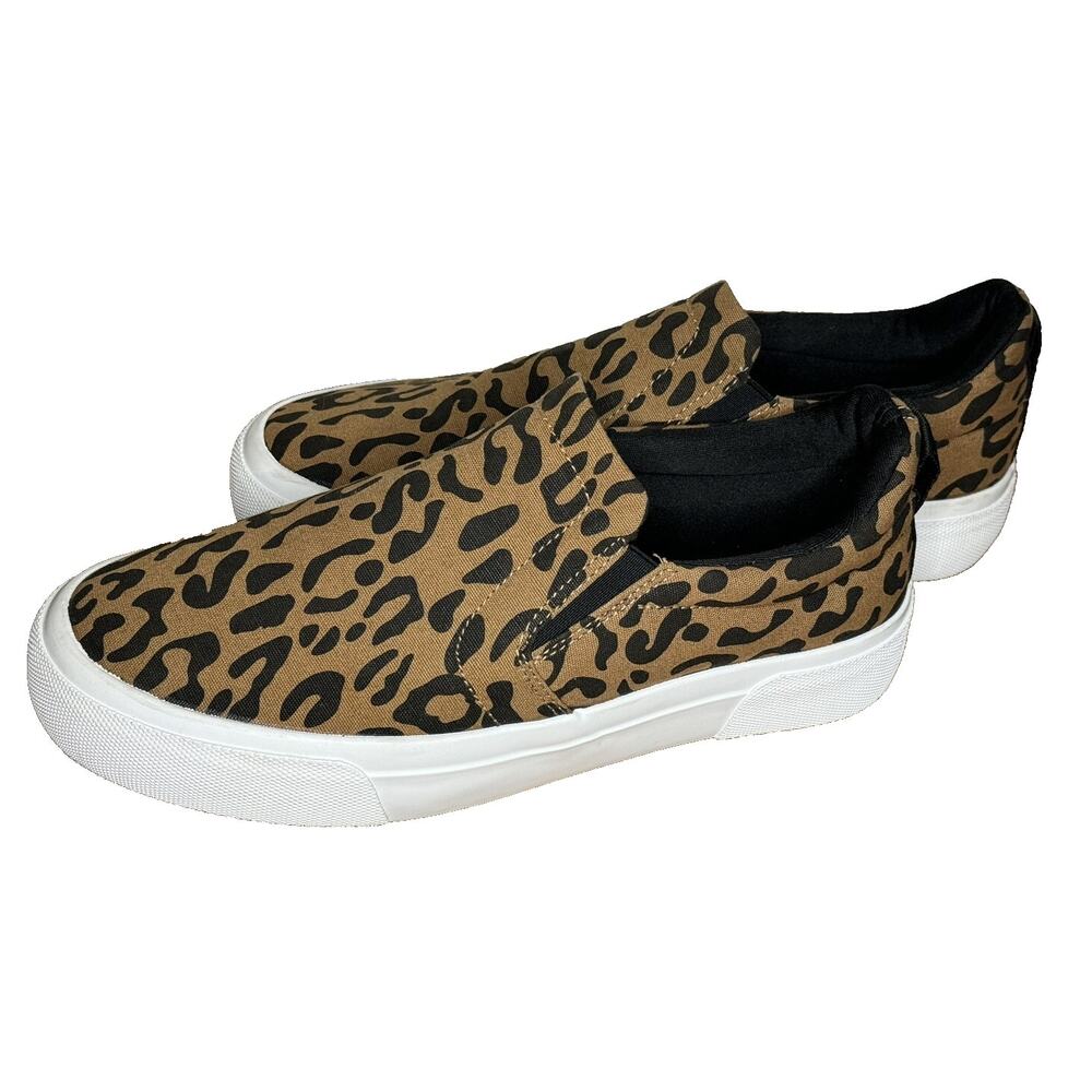 Womens Cheetah Slip-On Shoes Trendy Comfortable Sneakers Size 8 JENN ARDOR